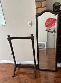 Bombay Dark Wood Cheval Floor Mirror with Stand