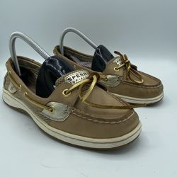 Sperry Top Sider ~ Angelfish ~ Khaki / Gold Mesh Women's Sz 8M 