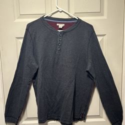 Carbon 2 Cobalt Men's Large Grey Cotton Long Sleeve Henley T-Shirt