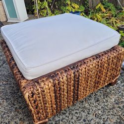 Pottery Barn Seagrass Ottoman With Cushion 100 OBO