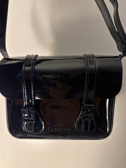 Dr. Martens Black Patent Leather Satchel Bag 7”