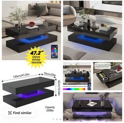 LED Coffee Table with 2 Storage Drawers