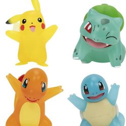 Pokemon Battle Figure 4 Pack - Translucent Figures Features 3-Inch Pikachu, Charmander, Bulbasaur, Squirtle - Authentic Details


