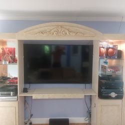 Modern Lighted Entertainment Center.Width Adjustable Up To 85 In TV