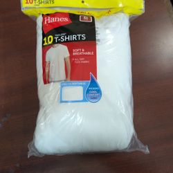 NEW Hanes Men’s White T-Shirts – 10 Pack (Size M 38–40)
