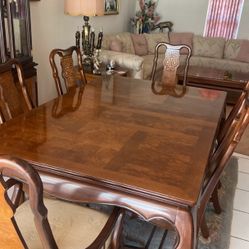 Vintage Chinoiserie Parquetry Six- Chair Dining Set