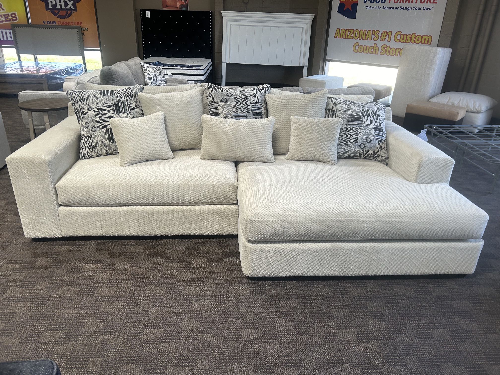 Oversized Fluffy Cream Sectional Couch 