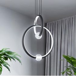 NEW ADJUSTABLE LENGTH 2 RING DIMMABLE LED CHANDELIER 