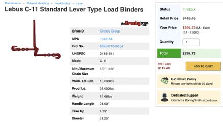 Lebus load binder 26,000 lbs