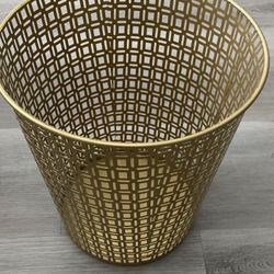 Gold Metal Trash Bin