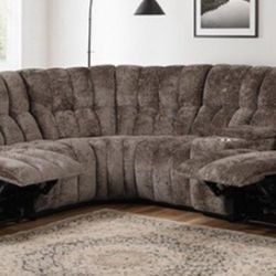 Brand New Brown Super Plush Power Reclining Sectional Sofa 