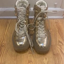 Sam Edelman Flora Combat Boot Gold Size 8 Women’s 