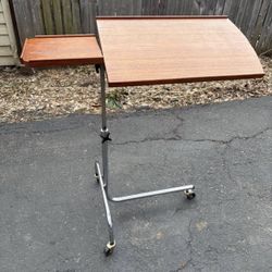 Teak and Chrome adjustable Tilt top Table/ upright Desk.