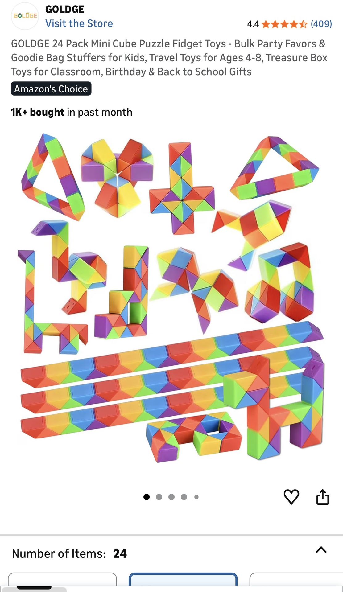 24 Pack Mini Cube Puzzle Fidget Toys - Bulk Party Favors & Goodie Bag Stuffers for Kids, Travel Toys for Ages 4-8, Treasure Box Toys for Classroom, Bi