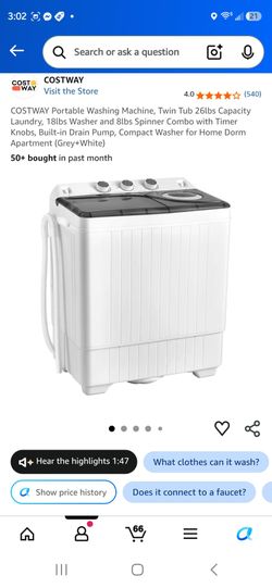 Portable washing machine tein tub 26 lb capacity brand new still in the box