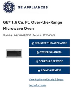 GE over the range microwave oven