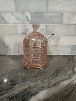 Pink Depression Glass Jar