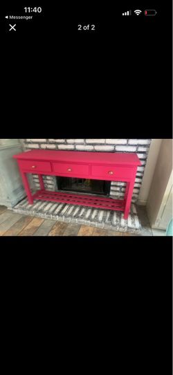 Pink Wood Console Table with Drawers