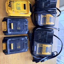 Dewalt Charger + Batteries 