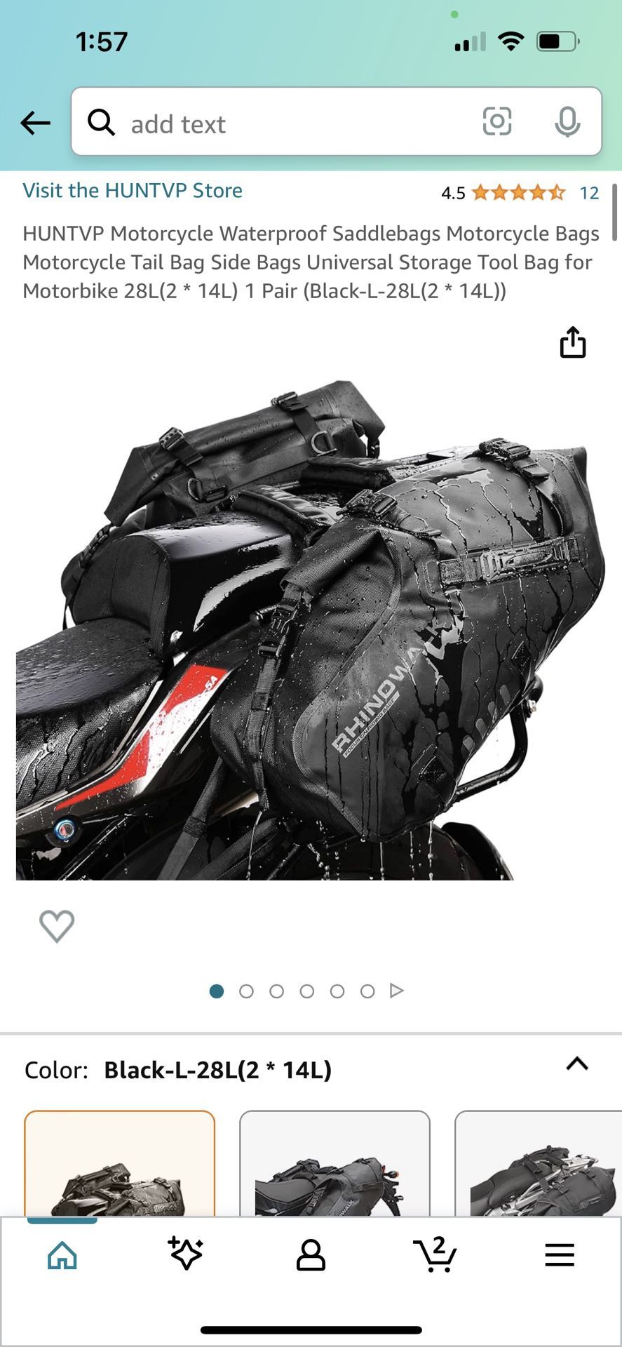 HUNTVP Motorcycle Waterproof Saddlebags Motorcycle Bags Motorcycle Tail Bag Side Bags Universal Storage Tool Bag for Motorbike 