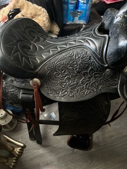 Hilason W. H. Wade Saddle American Leather Ranch Roping Antique Black