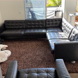 IKEA MORABO COUCH AND CHAIR BLACK LEATHER