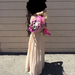 Blush Pink Nude Prom Formal Strapless Dress
