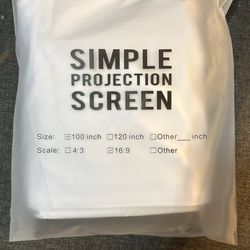 Simple Projection Screen 100 Inch. NEW!