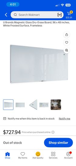 U Brands Whiteboard, Magnetic Glass Dry Erase Board, 8' x 4', Infinity Frameless 