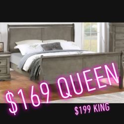 New Gray Queen Bed Frame In Box For $169 