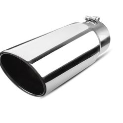 Vurkcy 5 inch Inlet Exhaust Tip, 6" Outlet 15" Overall Length Stainless Steel Exhaust Tail Pipe, Bolt-On, Rolled Edge, Slant Sleek Angle Cut, Polished
