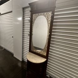 Pulaski Furniture Marble Top Hall Tree Mirror – Victorian Style Entryway Stand