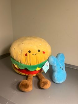 Hug Me Cheeseburger Plush Blue Bunny Plush Stuffed Animal Food Toy Bundle