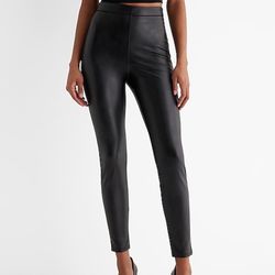 Express Super High Waisted Faux Leather Leggings, Small