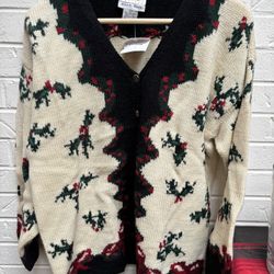 Christmas Talbots NWT Hand Knit Wool Cardigan Size Petite Med