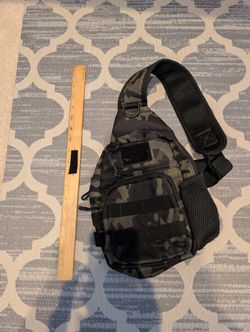 ZHIERNA Tactical Sling Crossbody Backpack with Water Bottle Holder, MOLLE EDC Shoulder Sling Chest Bags with USB Charging Port for Travel Walk(Black C