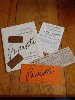 Luciano Pavarotti Program ticket stubs passes etc Lyric Opera Chicago