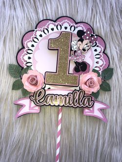 Minnie Mouse birthday party cake topper
