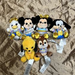 Disney Park Wishables Lot of 6 Plush WDW 50th Anniversary Series Mickey Minnie M