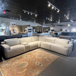 6PC Leather Power Reclining Sectional