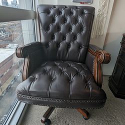 Dark Brown Leather Office Chair Coaster
