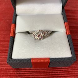 Lab White Sapphire  3-Stone Ring 