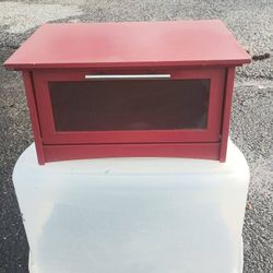Farmhouse / Country Wooden Bread Box with frosted window