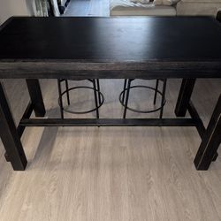 Black Counter Height Dining Table / Kitchen Island + Stools