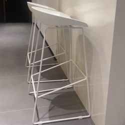 2 White Bar Stools 