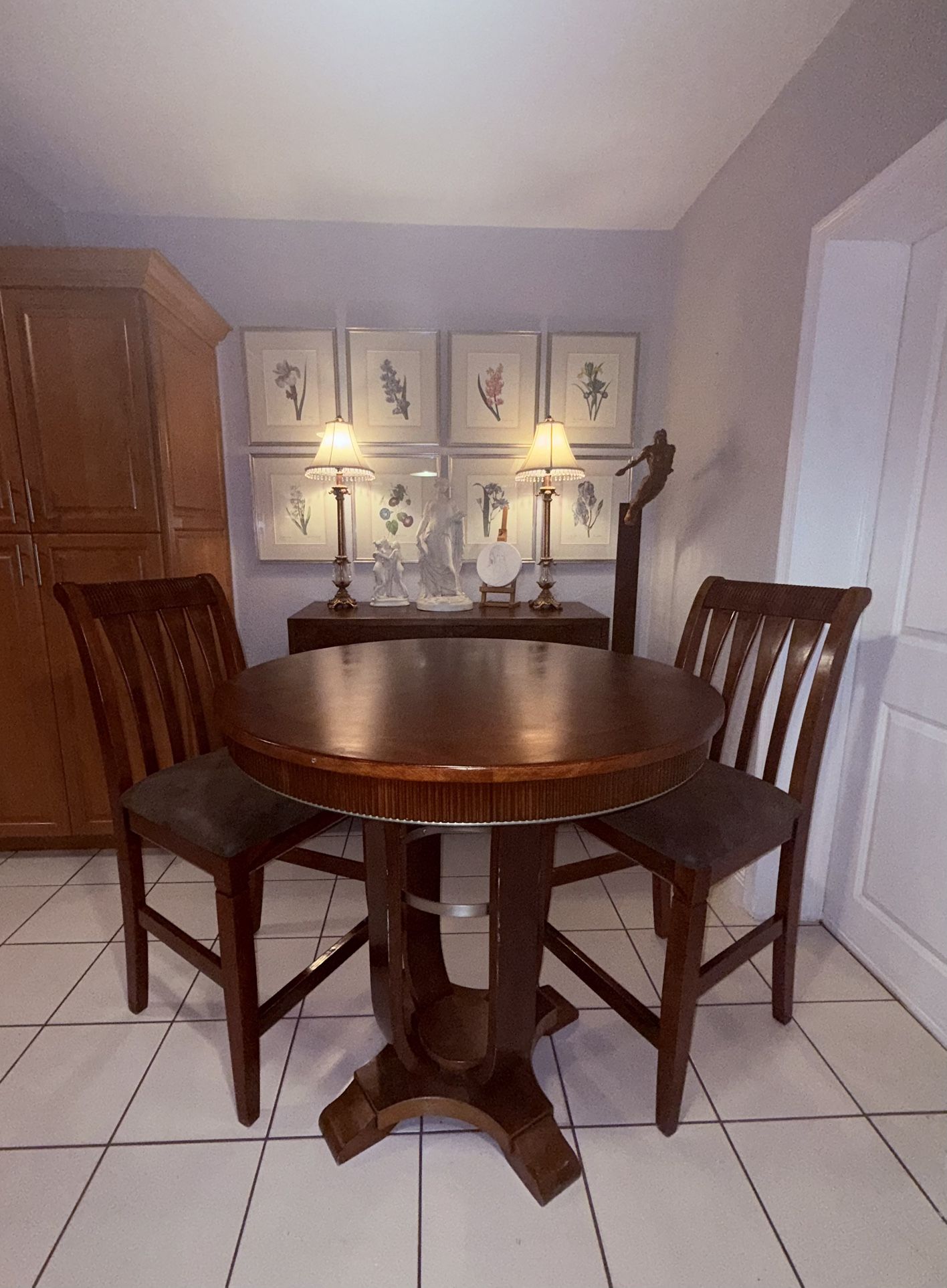 Counter Height Table Dinning Set w/Two High Chairs