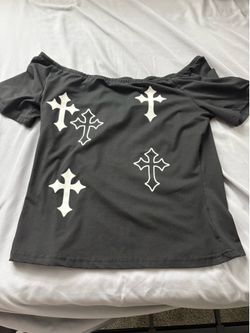 Y2K Grunge cross off the shoulder shirt emo punk shirt