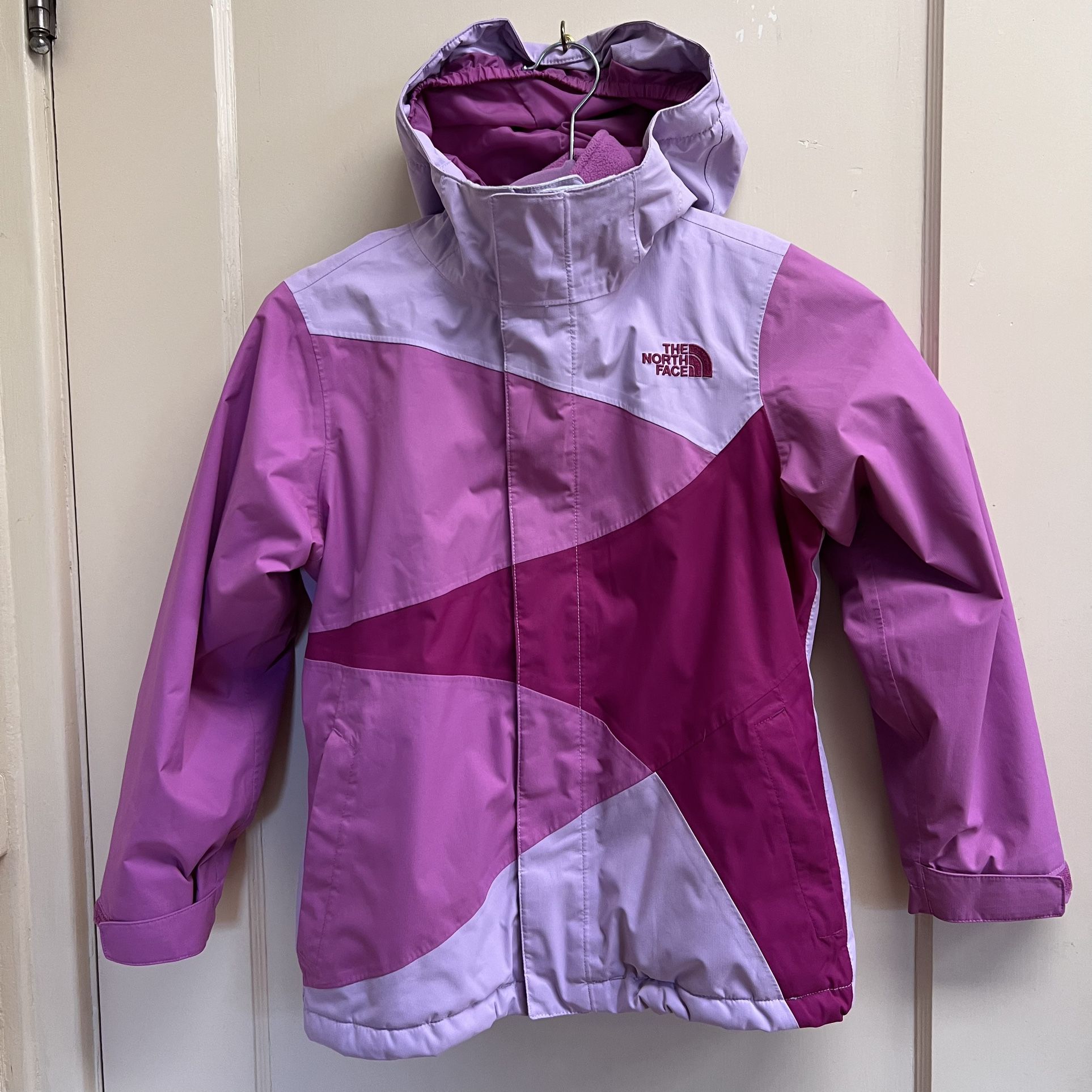 North Face Girls S 3-in-1 Jacket Pink & purple Waterproof Breathable Windblock Hooded 