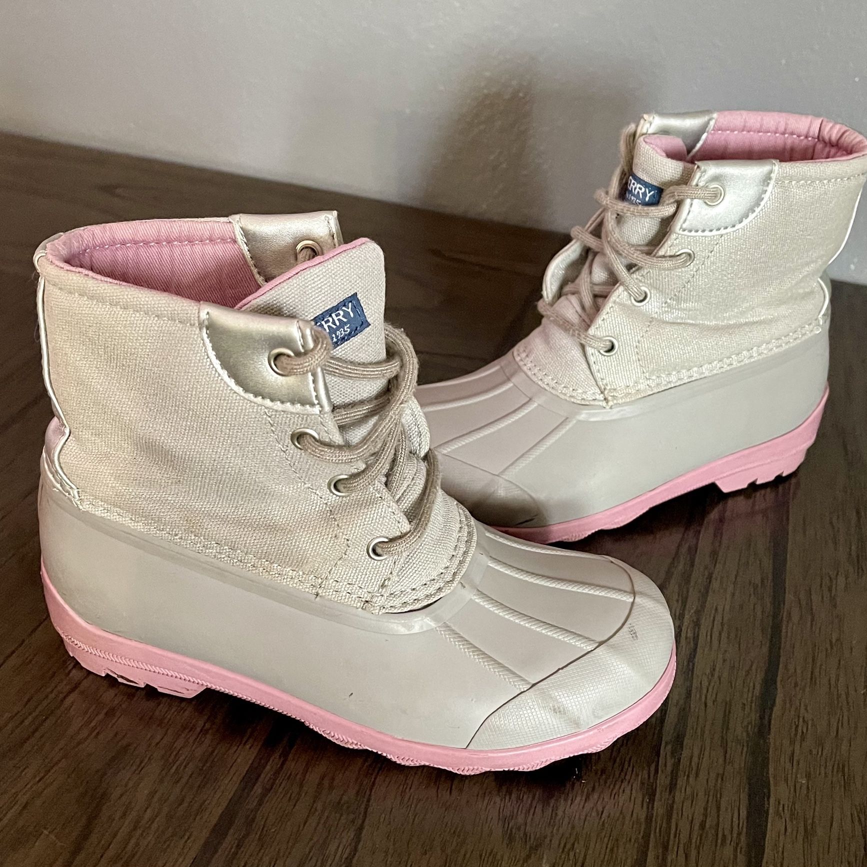 girls pink sperry duck boots