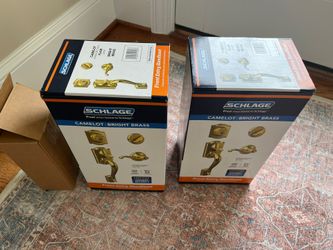 Door Handle- Camelot Bright Brass Door Handle set 